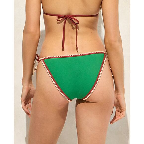 J Crew Crochet Trim String Bikini Bottom L Green NWT Swim Beach CJ807 J.Crew - Picture 3 of 4